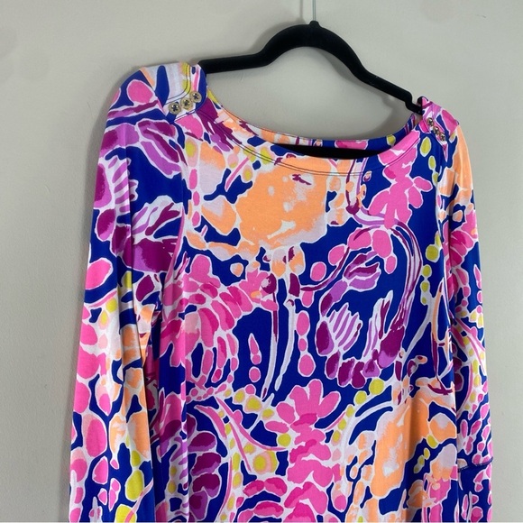 Lilly Pulitzer Sophie Catch Release Bright Colorful Crab Lobster Mini Dress Sz M - Picture 4 of 11